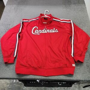 St. Louis Cardinals Jacket Mens XL Red MLB Baseball Stitches Full Zip Track